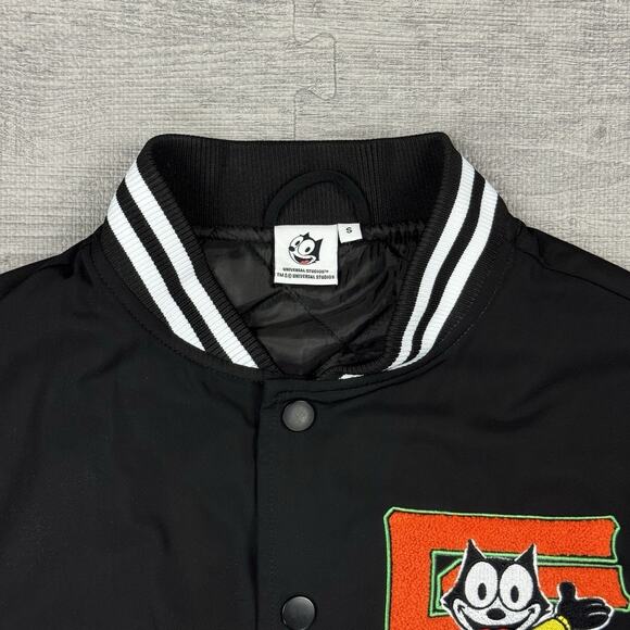 FELIX THE CAT x Universal Studios Bomber Jacket Adult Sz Small Black White EUC - Picture 6 of 14